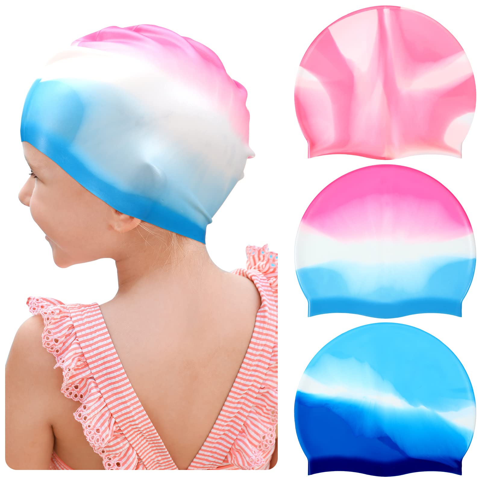 Kids Swim Caps for Long Hair for Girls Boys Kids